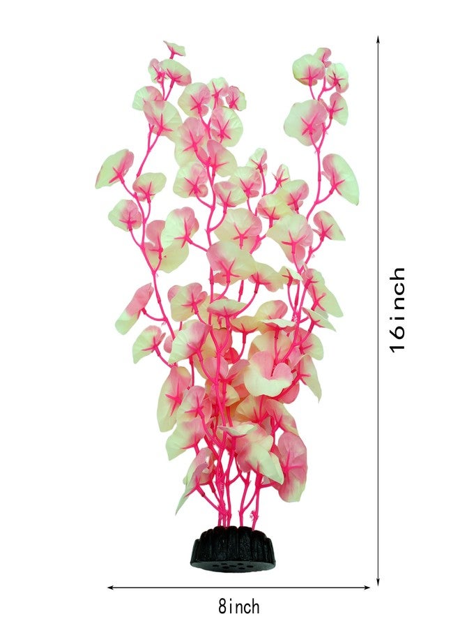 DVHEY 16 Inch Aquarium Fish Tank Plant Betta Fish Tank Decor,2 Pack Silk Aquarium Plants for Aquarium Decoration (White-Pink) - Image 2